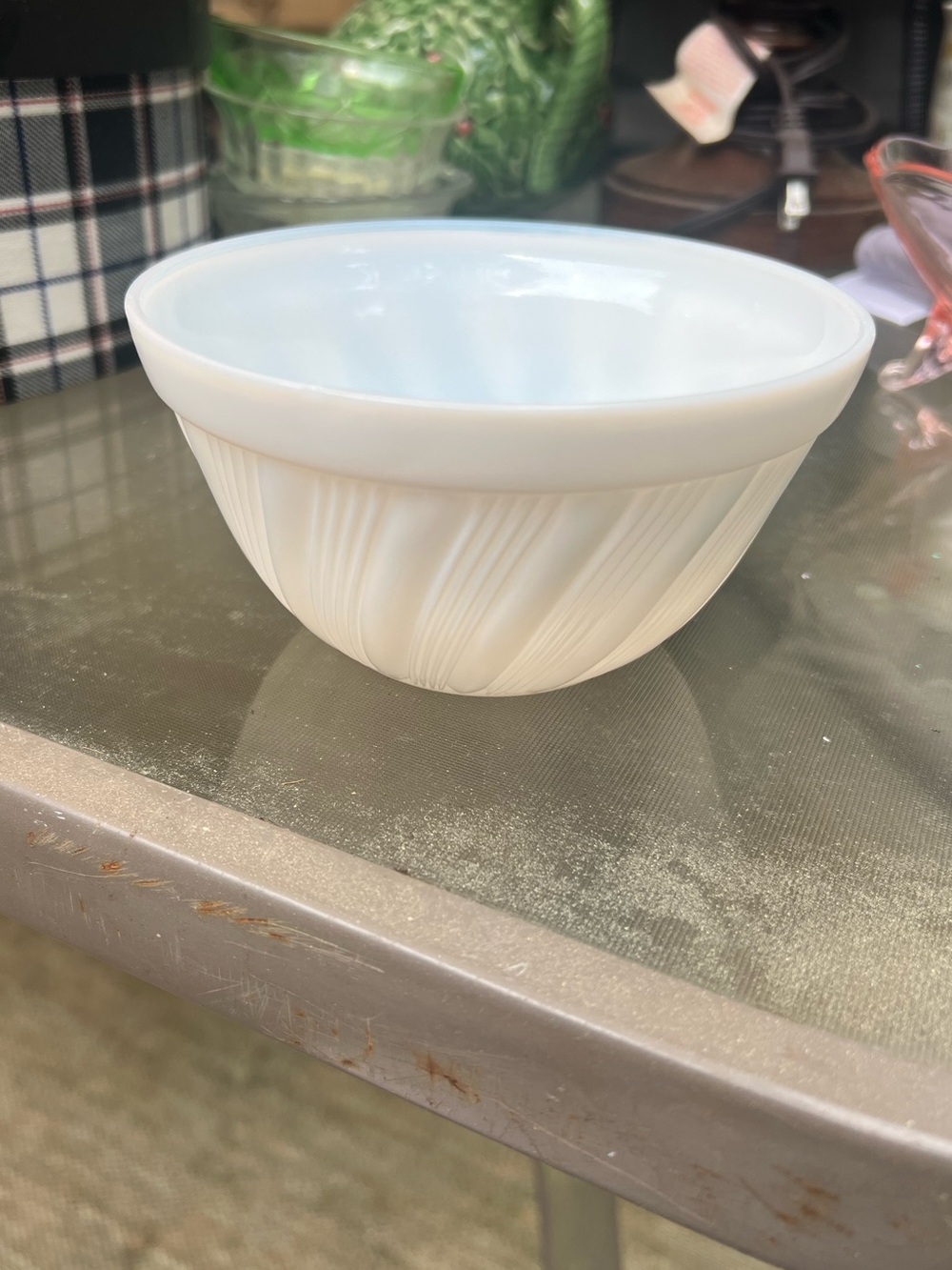 Fire King White Swirl Milk Glass Bowl